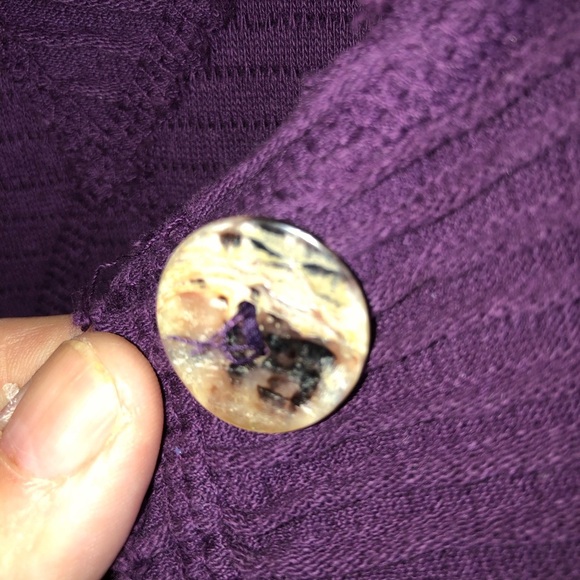 CMC by Color Me Cotton purple Long Cardigan Sweater with V-Neck- gently worn. - Picture 6 of 8